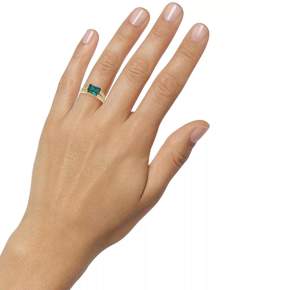 Charter Club Gold-Tone Green Stone Two-Row Band Ring Size 10 - Picture 2 of 3